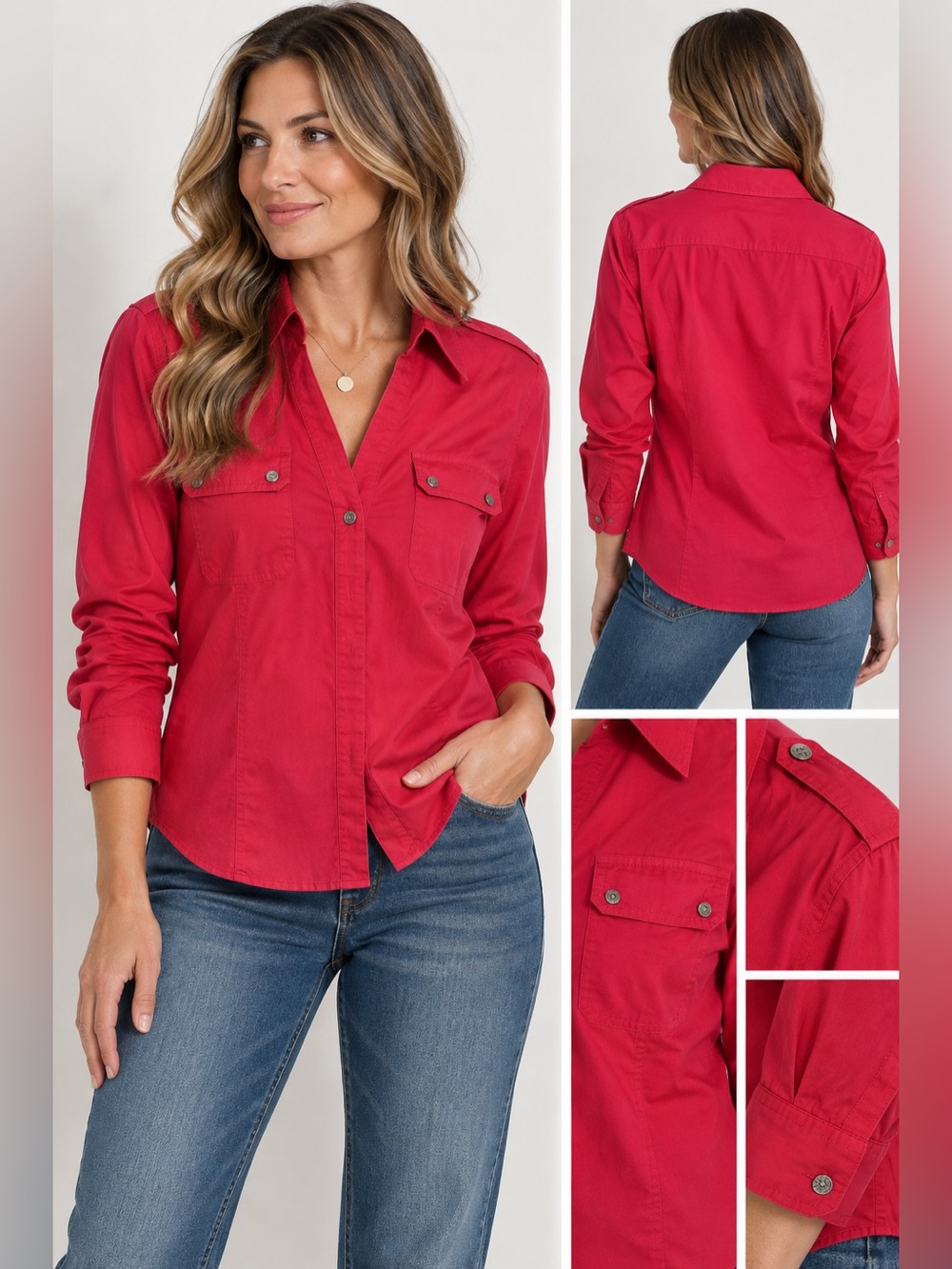 Express Women's pink Button-Front Shirt - Classic Collared Top